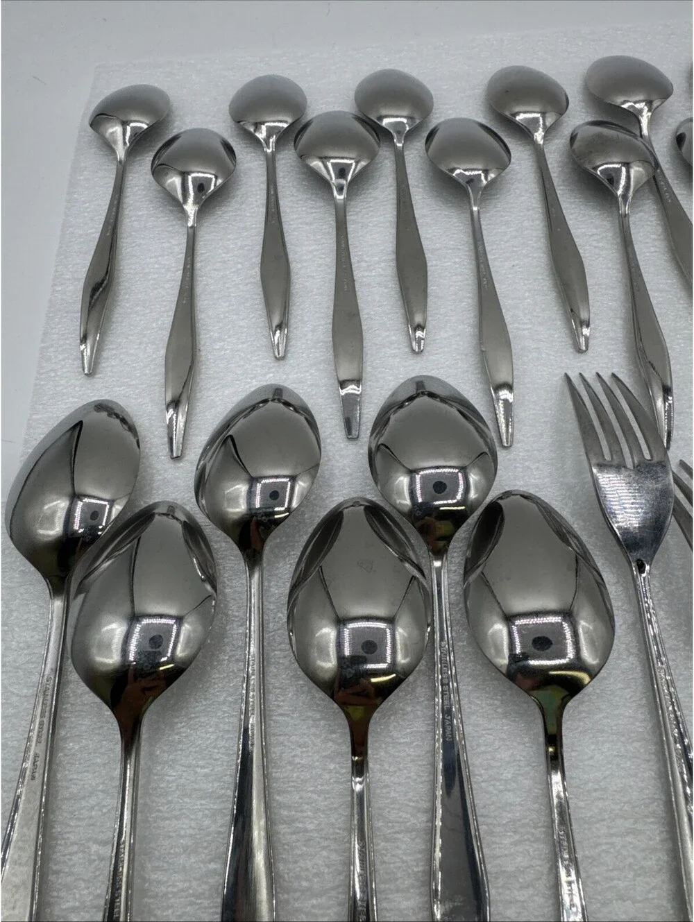 Vintage MCM 30pc Spritely Rose Stainless Steel Flatware Creative Manor M Japan